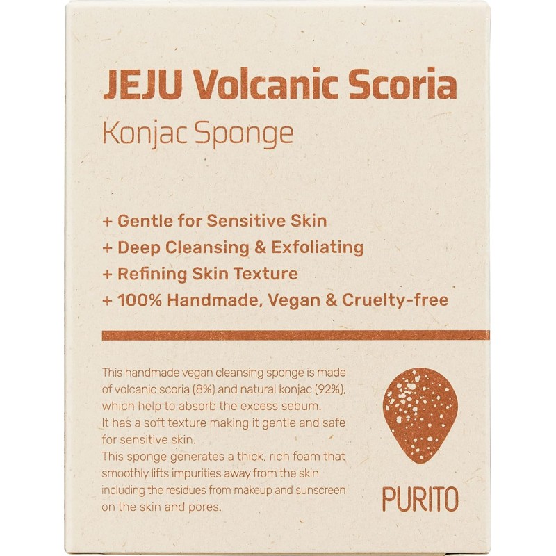 Спонж конняку з вулканічним попелом Чеджу Purito SEOUL JEJU Volcanic Scoria Konjac Sponge