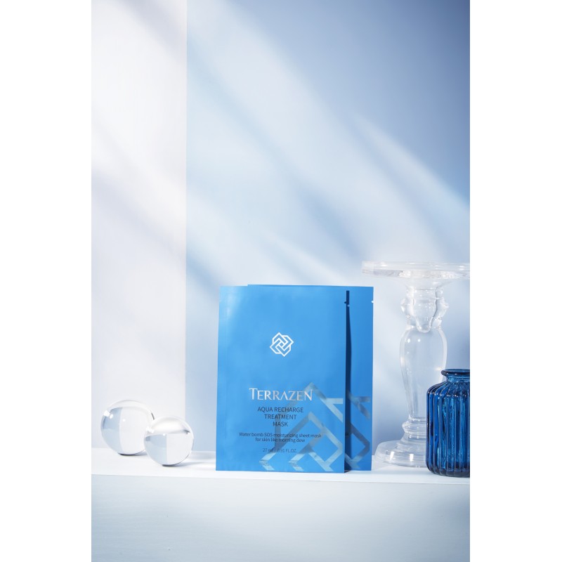 TERRAZEN Aqua Recharge Treatment Mask інтенсивно зволожуюча тканинна маска з гіалуроновим комплексом, 10 шт