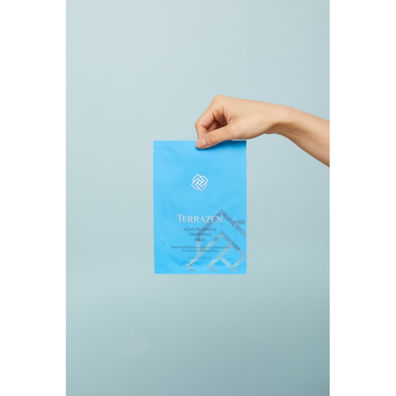 TERRAZEN Aqua Recharge Treatment Mask інтенсивно зволожуюча тканинна маска з гіалуроновим комплексом, 10 шт