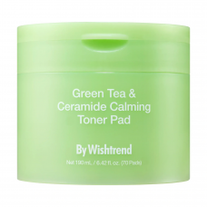 Заспокійливі охолоджуючі тонер-пади By Wishtrend Green Tea Ceramide Calming Toner Pad, 190 мл