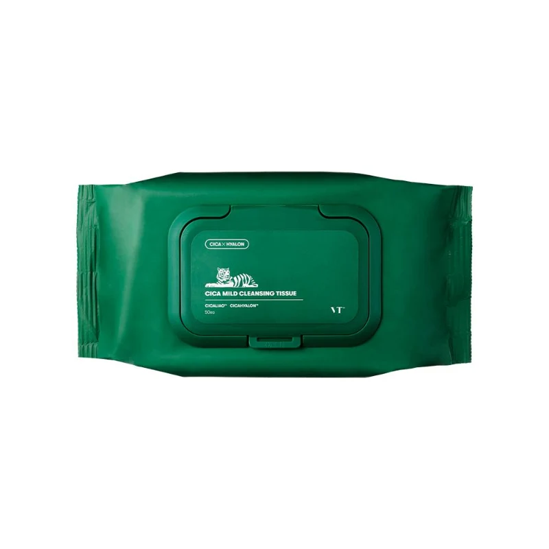 Салфетки для снятия макияжа с цинтелой VT COSMETICS Cica Mild Cleansing Tissue, 50 шт