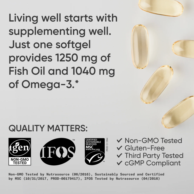 Риб' ячий жир потрійної сили з Омега-3 Sports Research Omega-3 Fish Oil Triple Strength 1250 мг 90 капсул