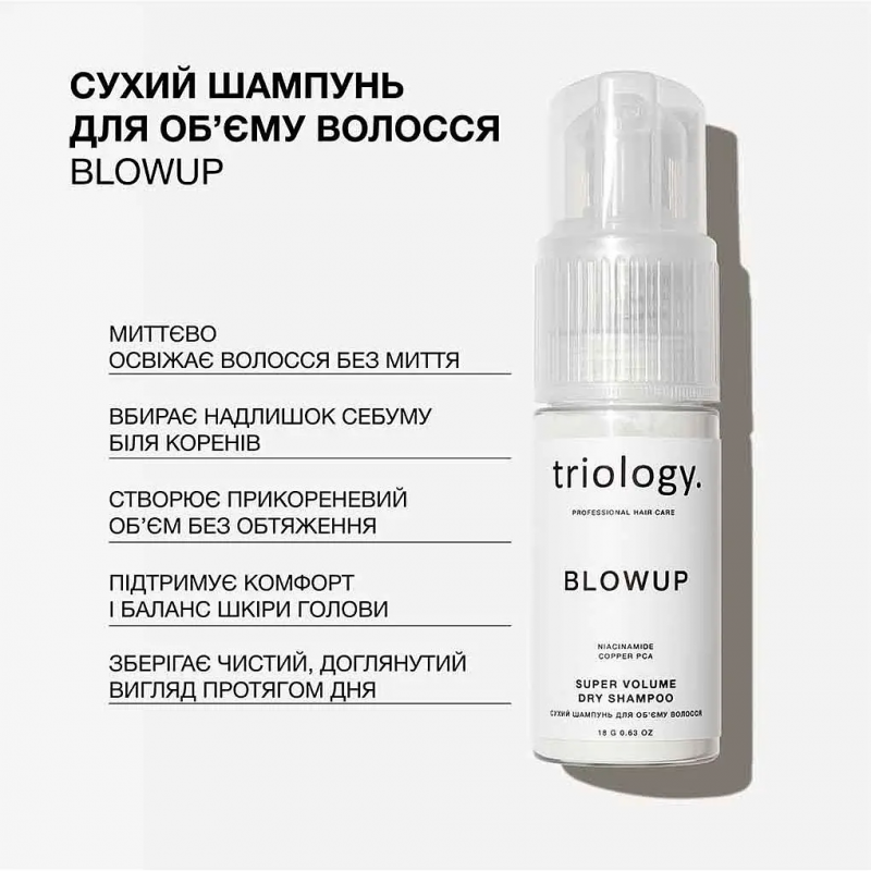 Сухой шампунь для объема волос Triology Blowup Super Volume Dry Shampoo, 18 г