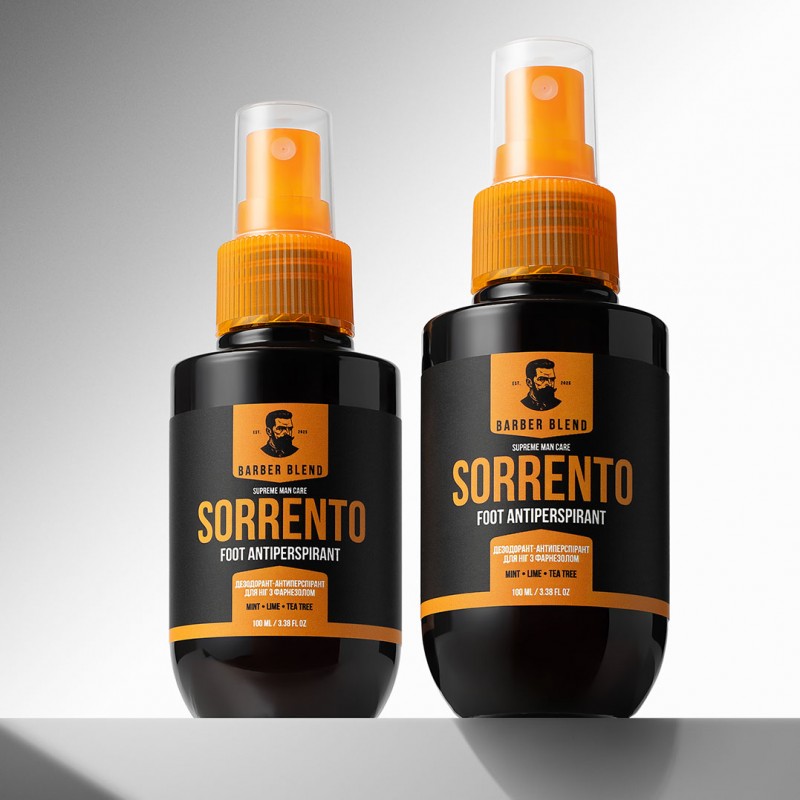 Дезодорант-антиперспирант для ног с фарнезолом BARBER BLEND Sorrento для мужчин, 100 мл