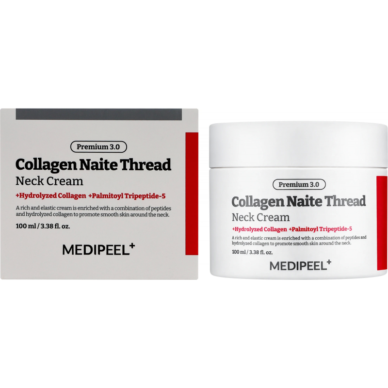 Ліфтинг-крем для шиї та декольте з пептидами та колагеном MEDIPEEL Premium Collagen Naite Thread Neck Cream 3.0, 100 мл